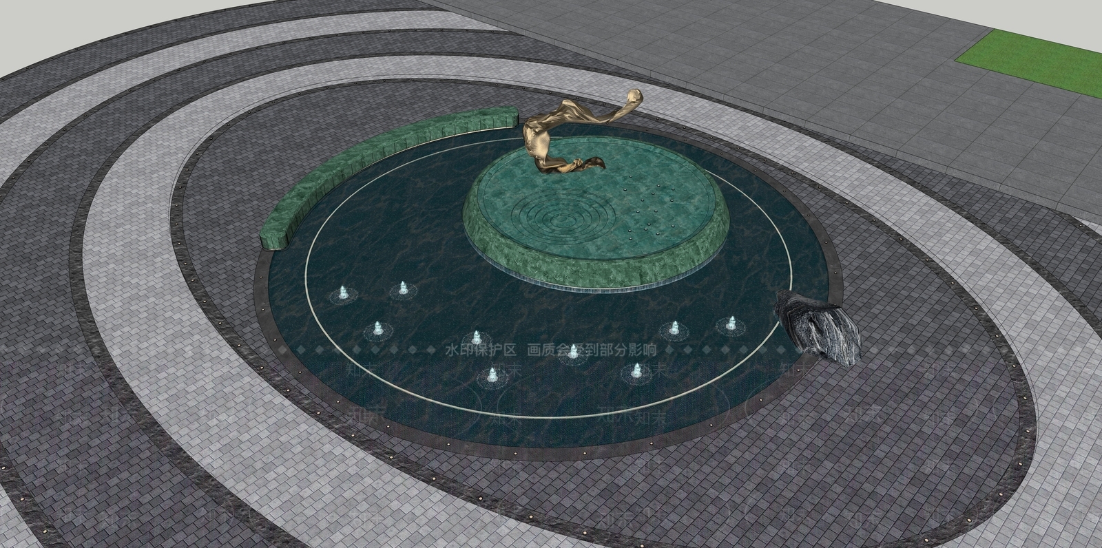 现代酒店入口水景SU模型下载【ID:1151304276】