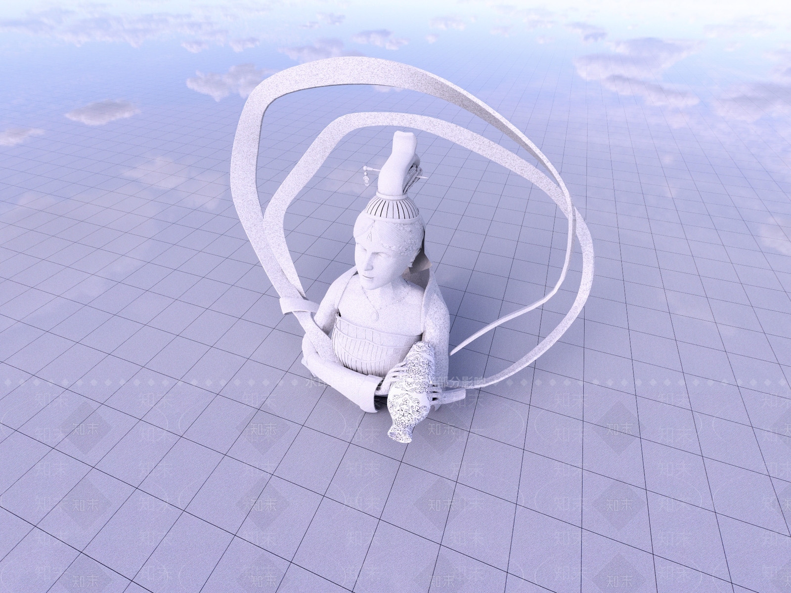 现代水中女神雕塑SU模型下载【ID:1151308312】