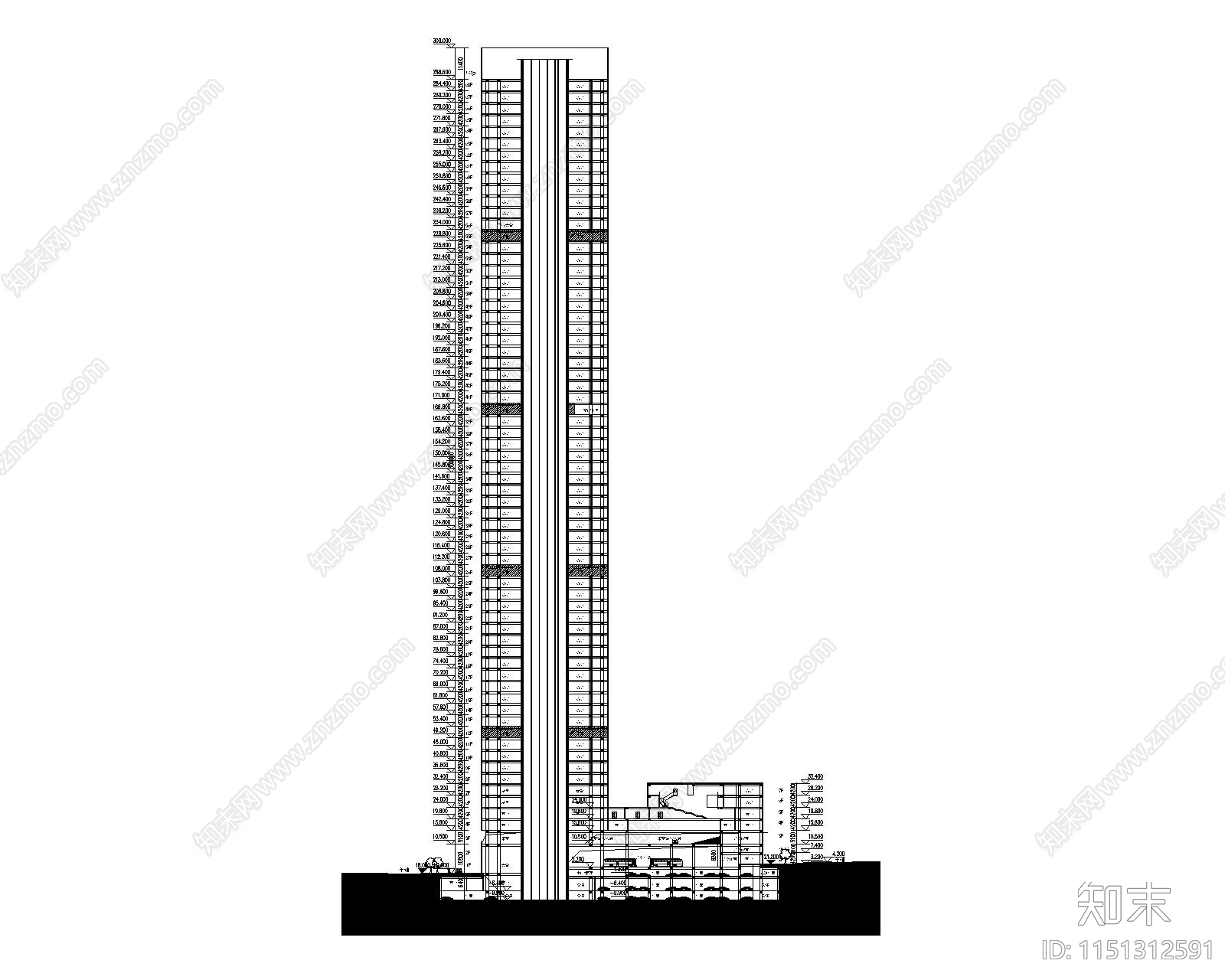 2023年整理5套高层办公楼建筑施工图施工图下载【ID:1151312591】