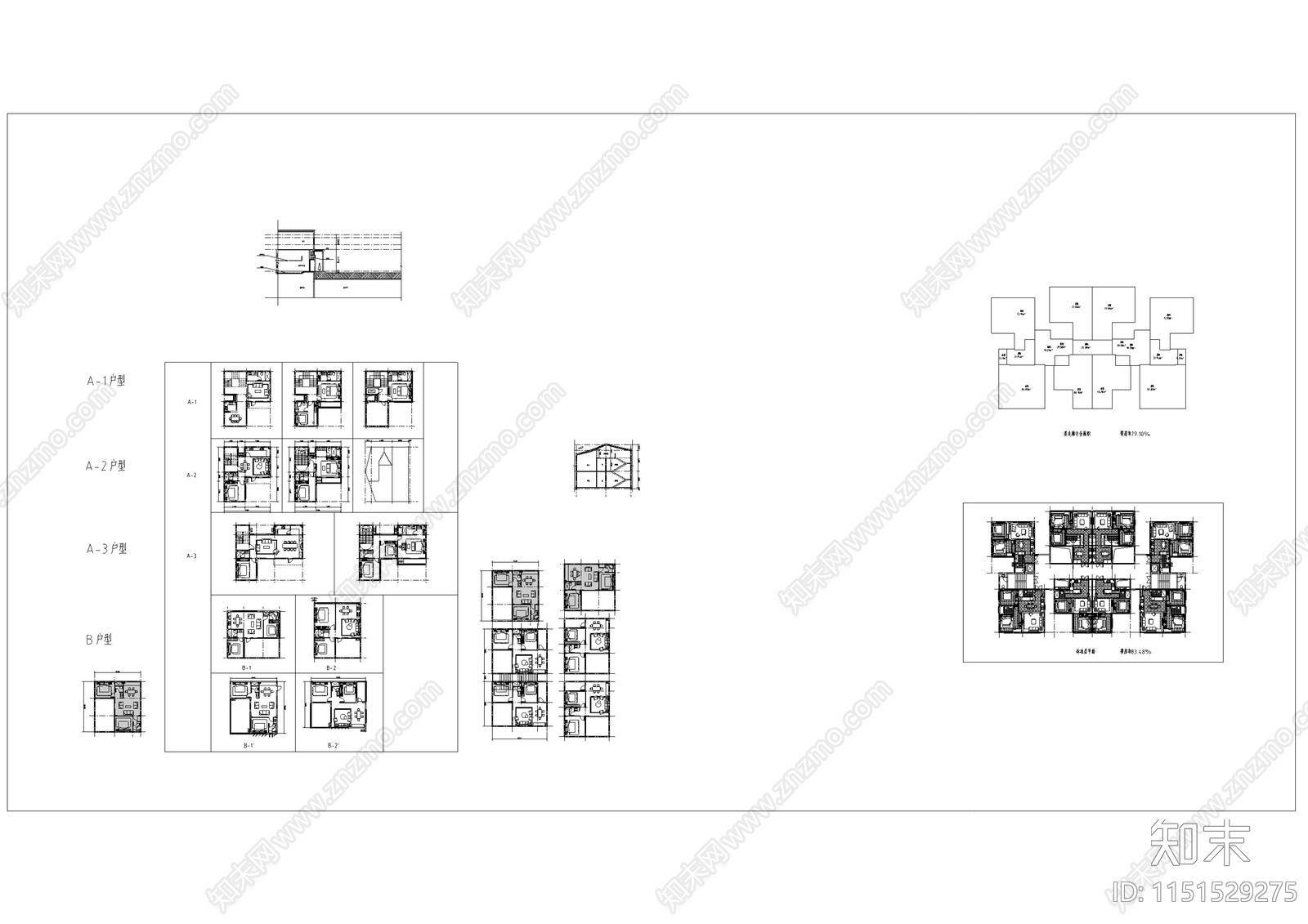 新中式度假街区总体规划及户型设计cad施工图下载【ID:1151529275】