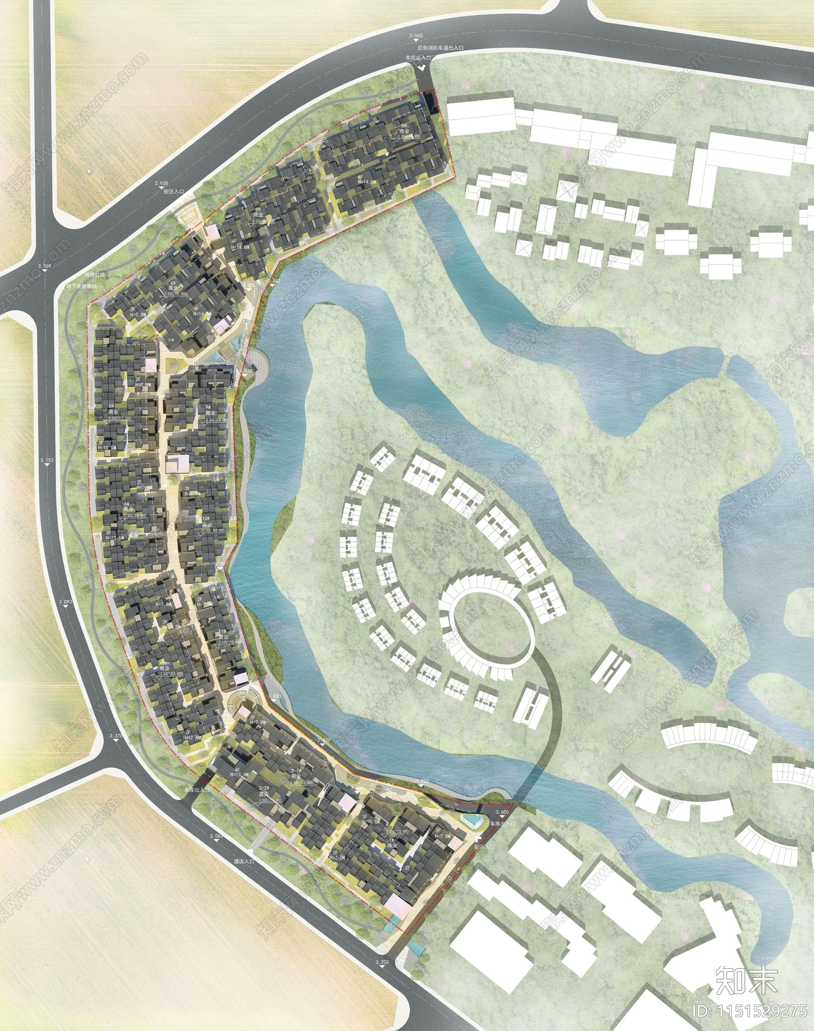 新中式度假街区总体规划及户型设计施工图下载【ID:1151529275】