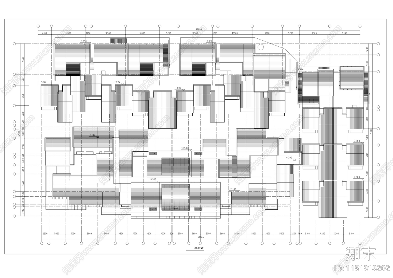 新中式度假别墅建筑平面图施工图下载【ID:1151318202】