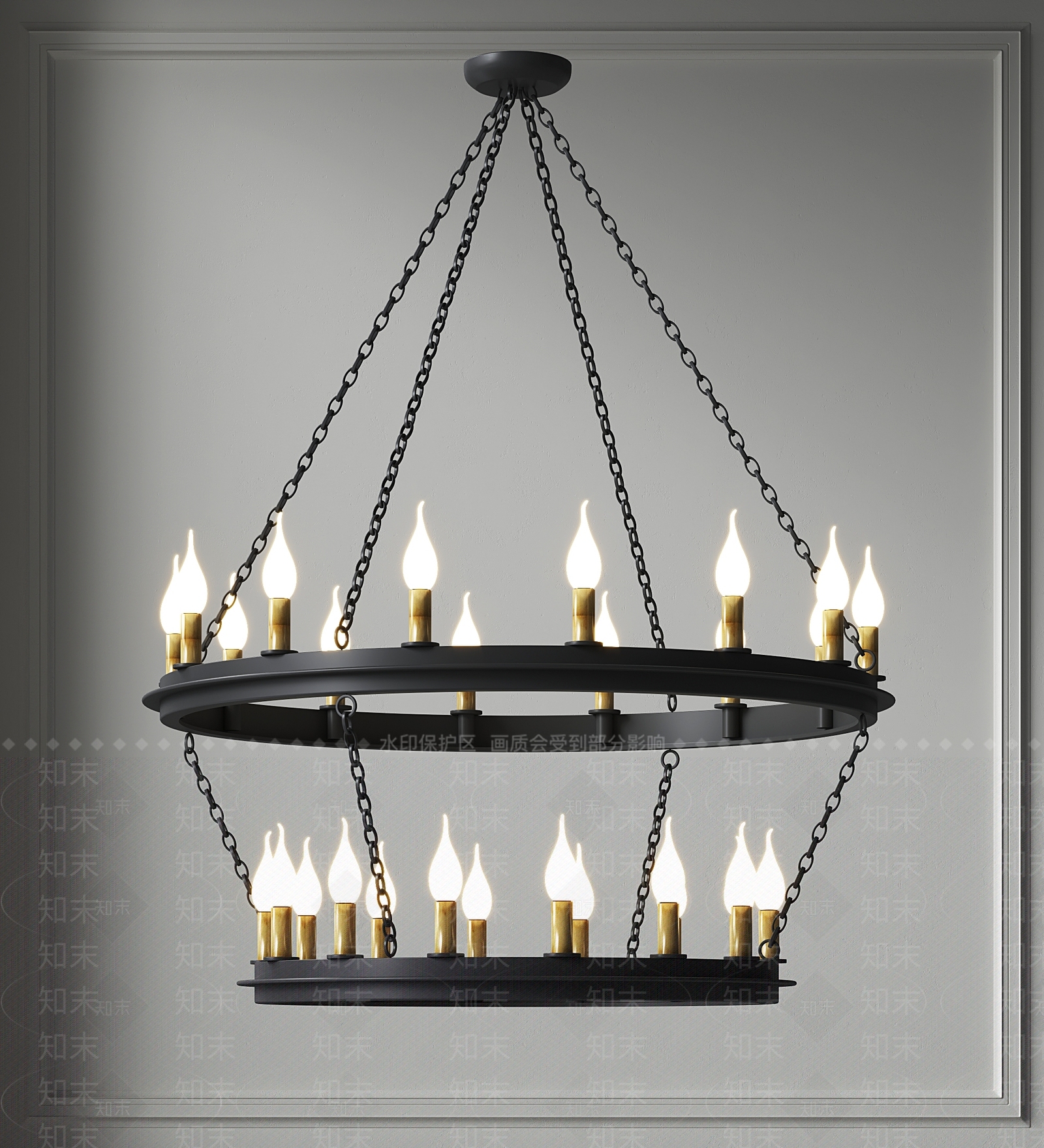 美式金属吊灯3D模型下载【ID:1151319999】