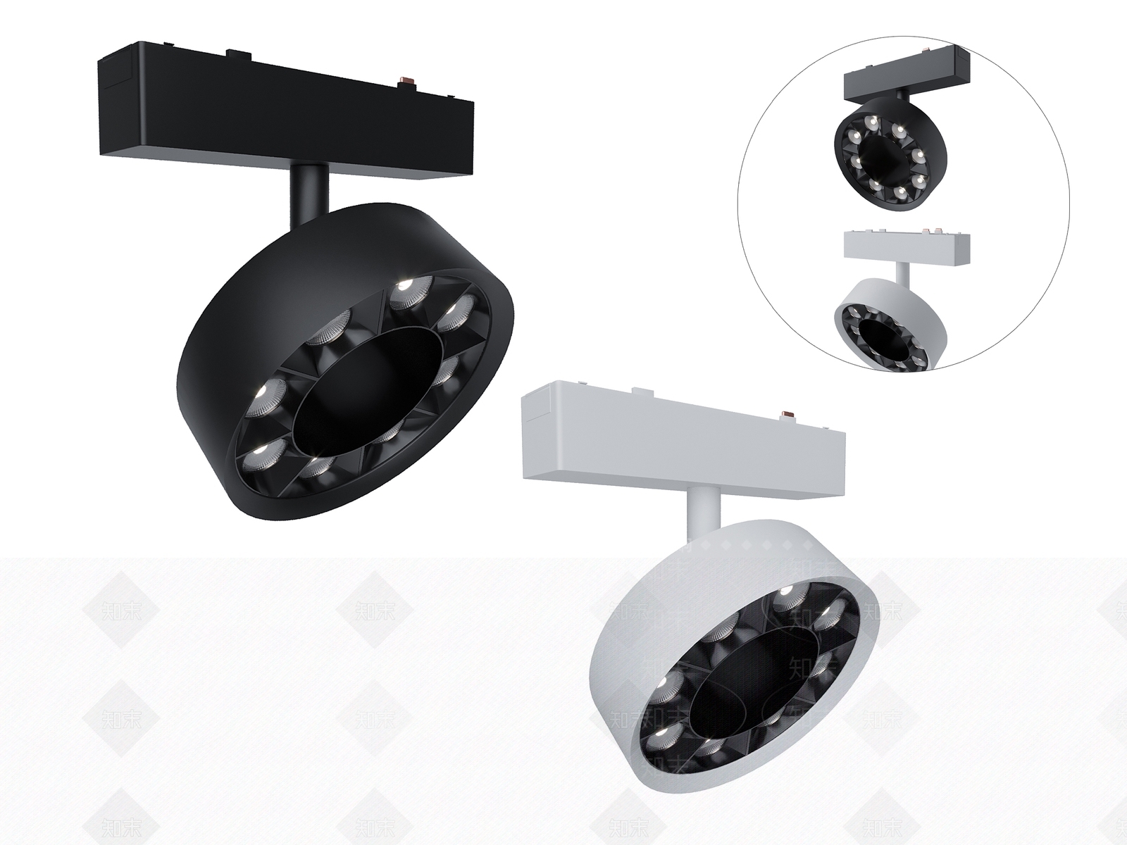 现代简约筒灯射灯3D模型下载【ID:1151320791】