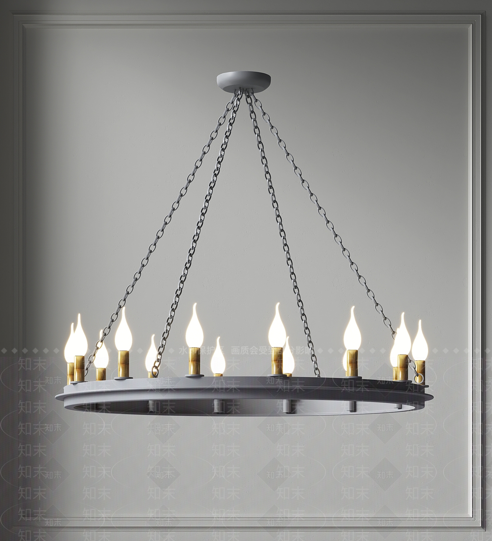 美式吊灯3D模型下载【ID:1151320774】