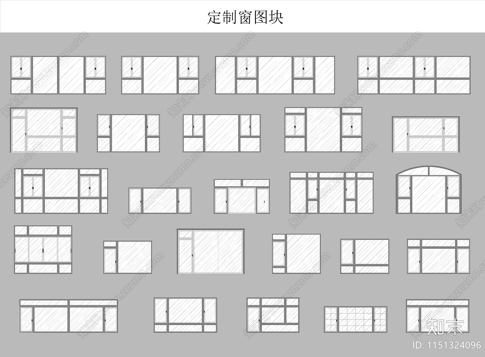 定制窗户图块cad施工图下载【ID:1151324096】