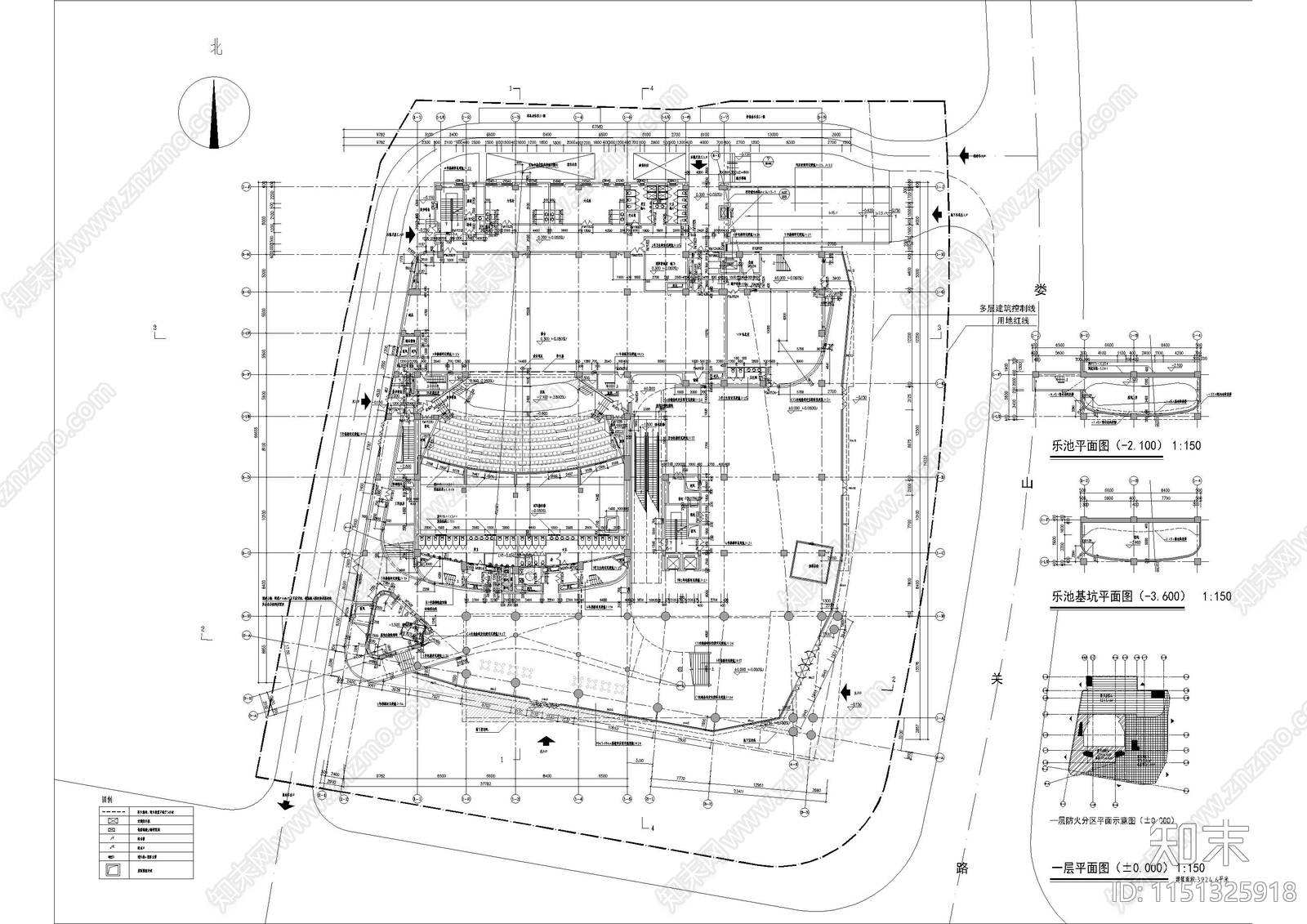 大型艺术中心剧院建筑cad施工图下载【ID:1151325918】