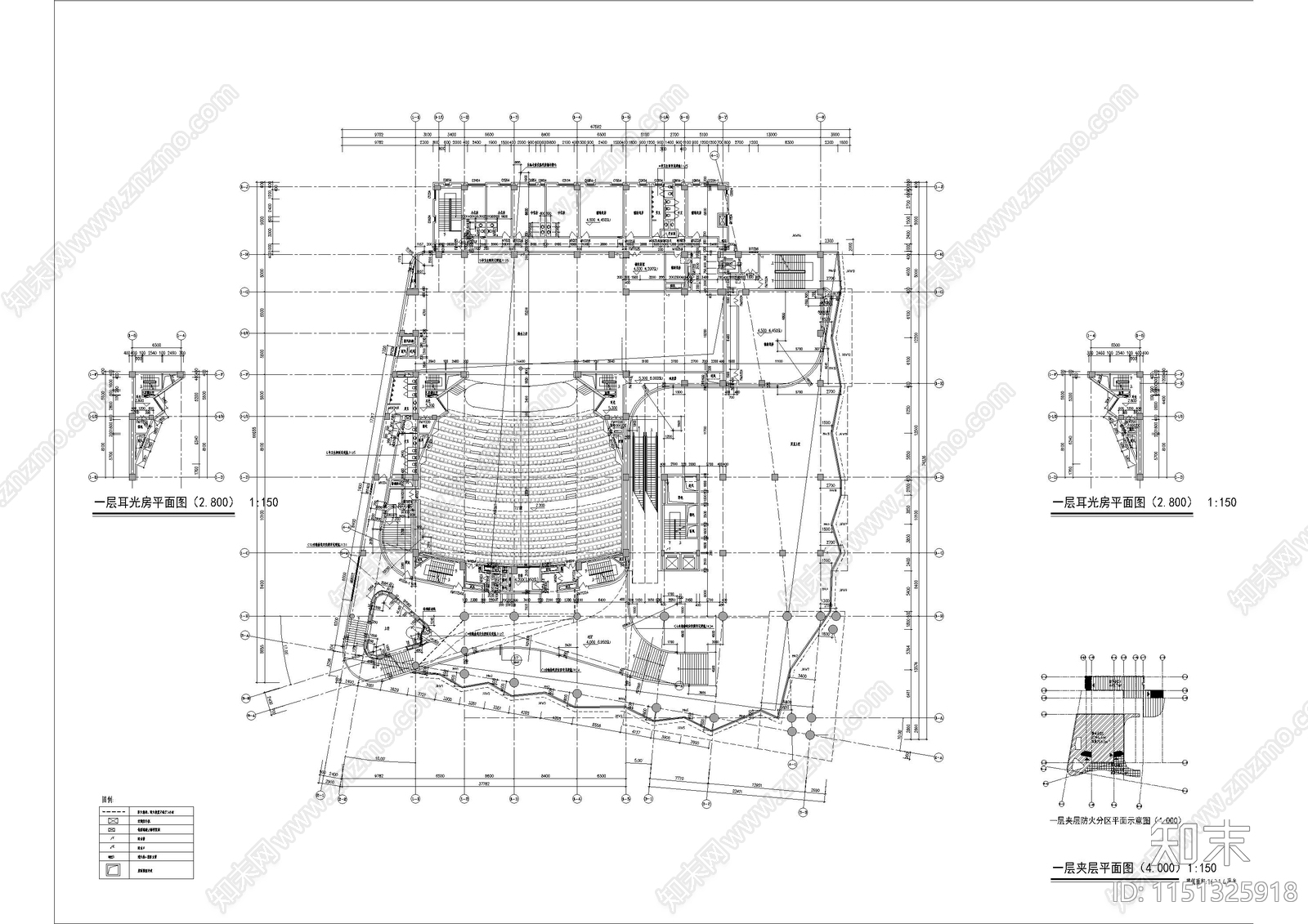 大型艺术中心剧院建筑cad施工图下载【ID:1151325918】