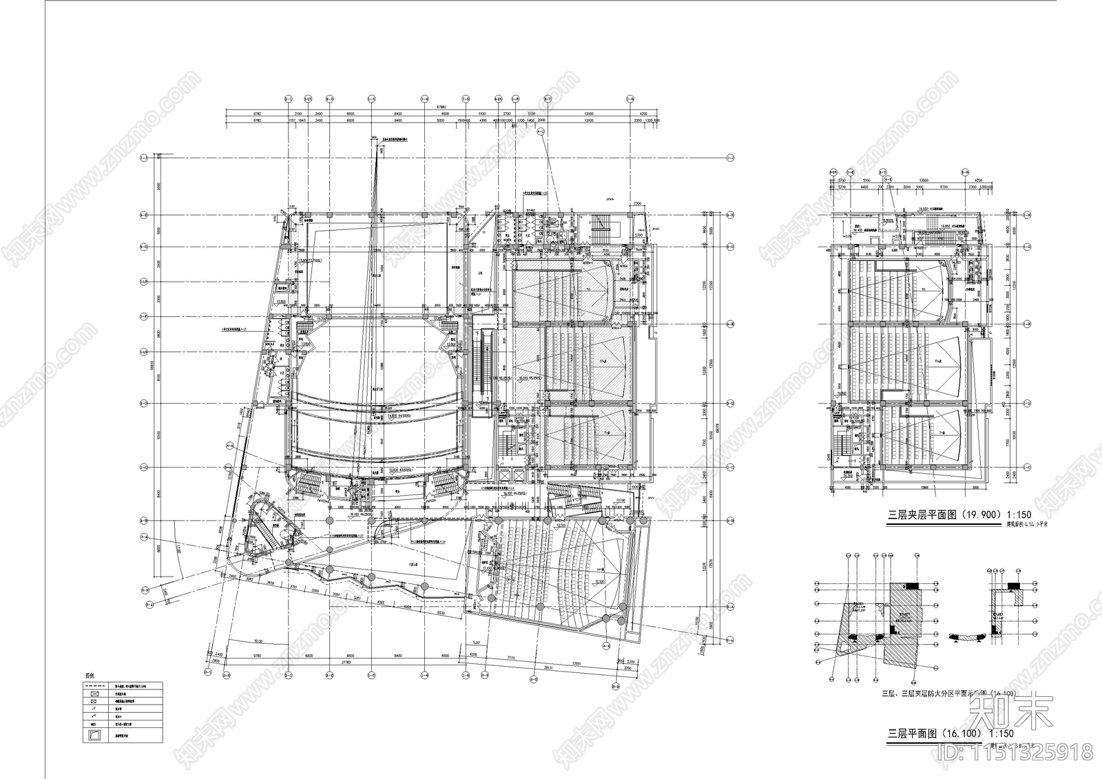 大型艺术中心剧院建筑cad施工图下载【ID:1151325918】