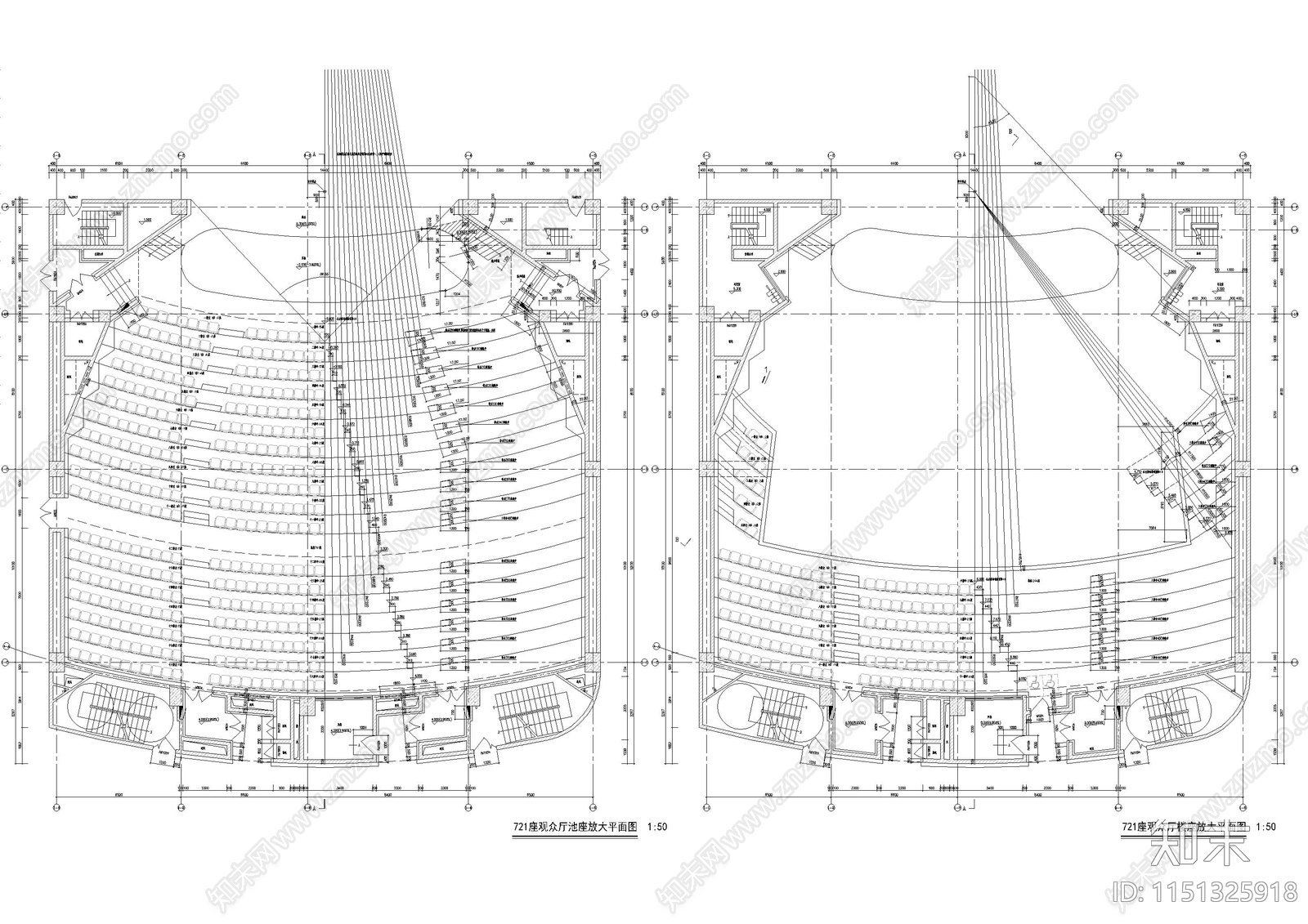 大型艺术中心剧院建筑cad施工图下载【ID:1151325918】