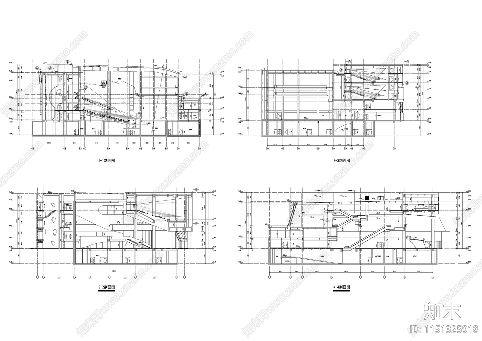 大型艺术中心剧院建筑cad施工图下载【ID:1151325918】