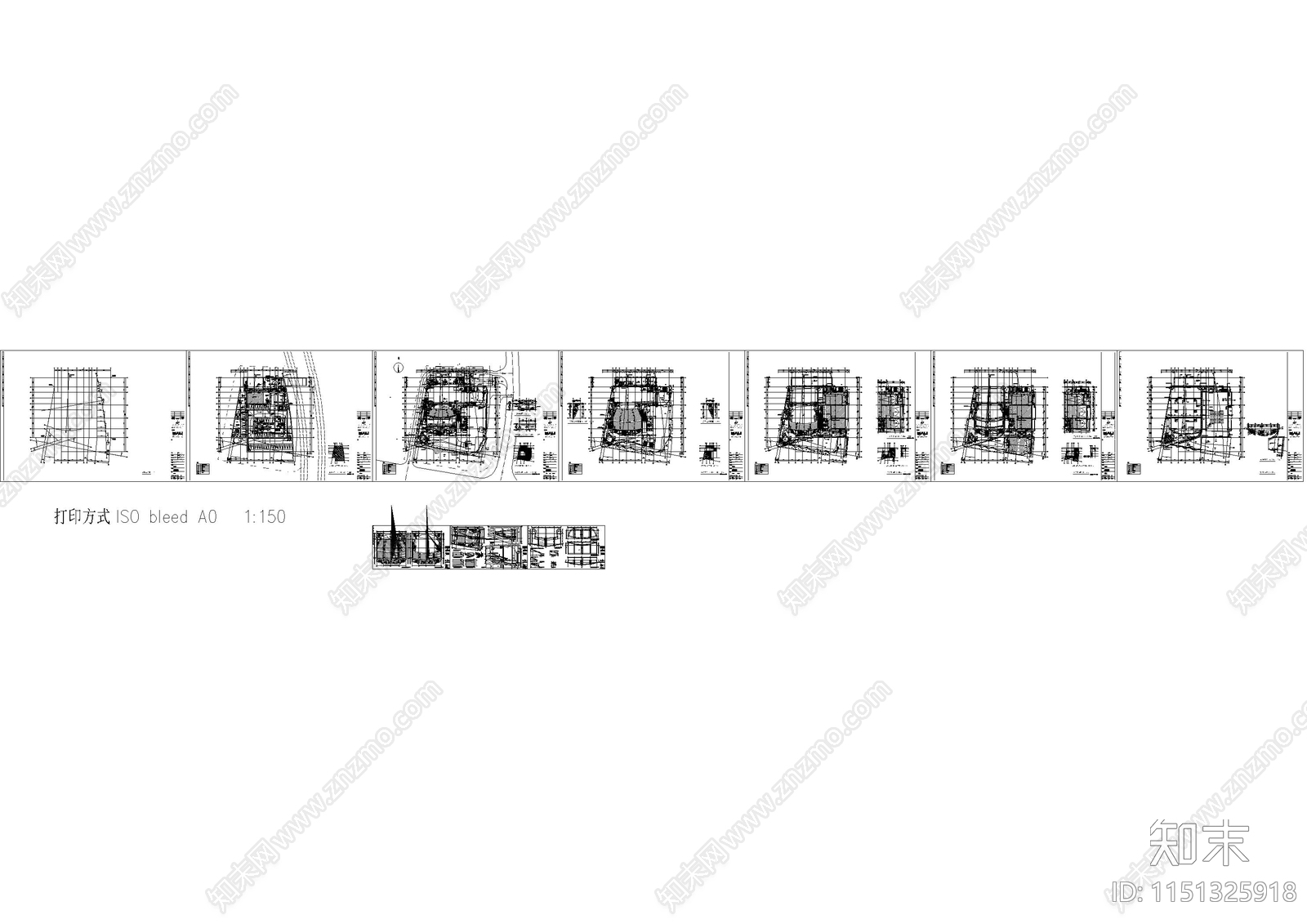大型艺术中心剧院建筑cad施工图下载【ID:1151325918】