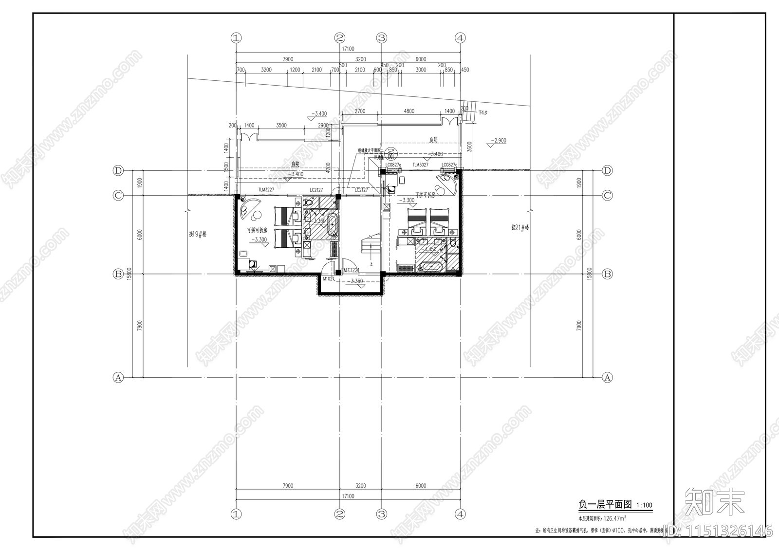 2层中式民宿建筑cad施工图下载【ID:1151326146】