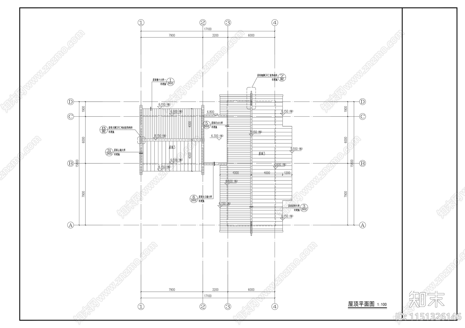 2层中式民宿建筑cad施工图下载【ID:1151326146】