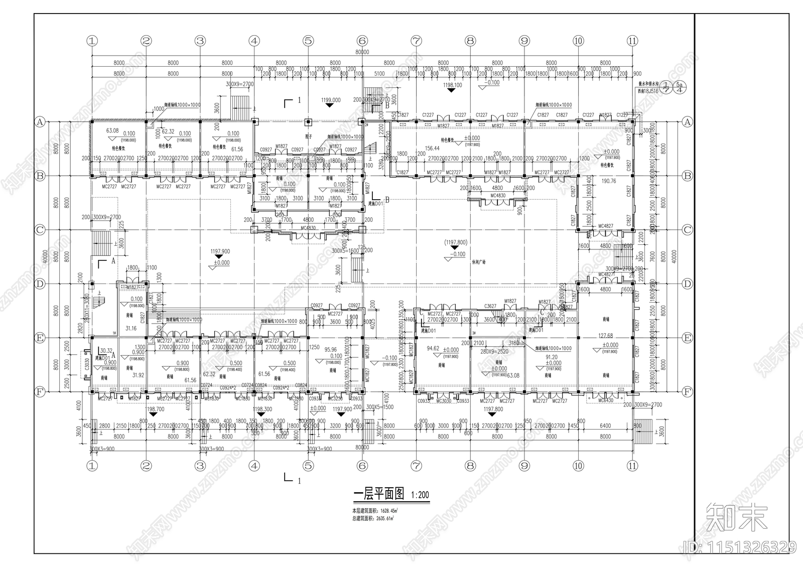 民宿建筑cad施工图下载【ID:1151326329】