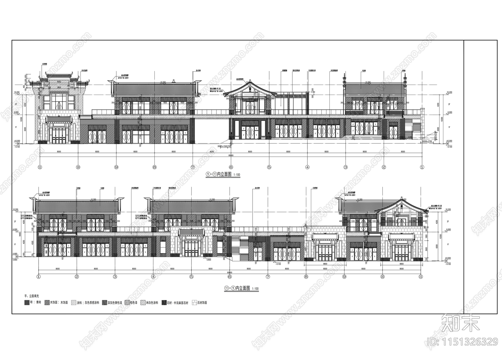 民宿建筑cad施工图下载【ID:1151326329】