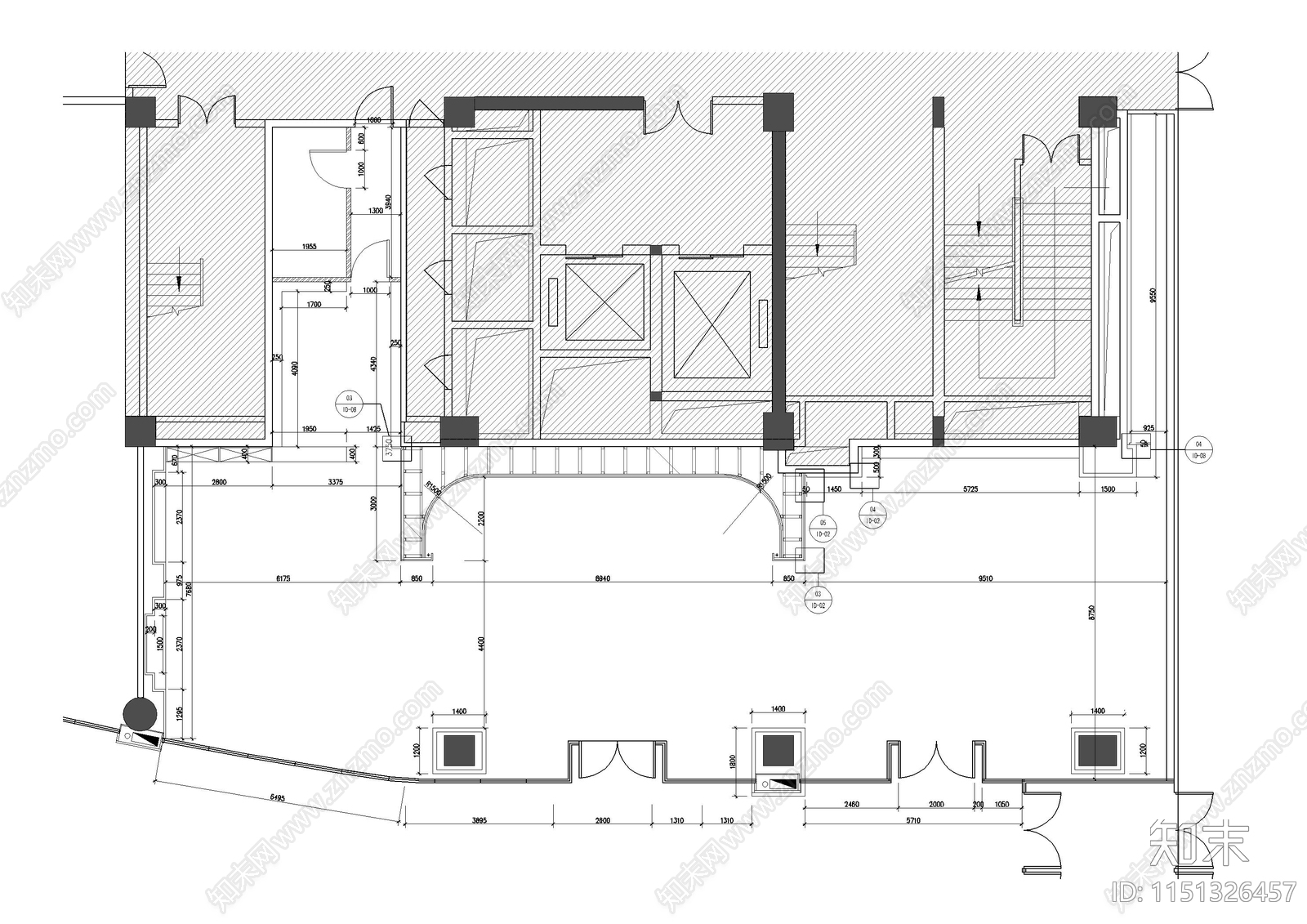 蔚来中心天津银河体验展销厅建筑cad施工图下载【ID:1151326457】