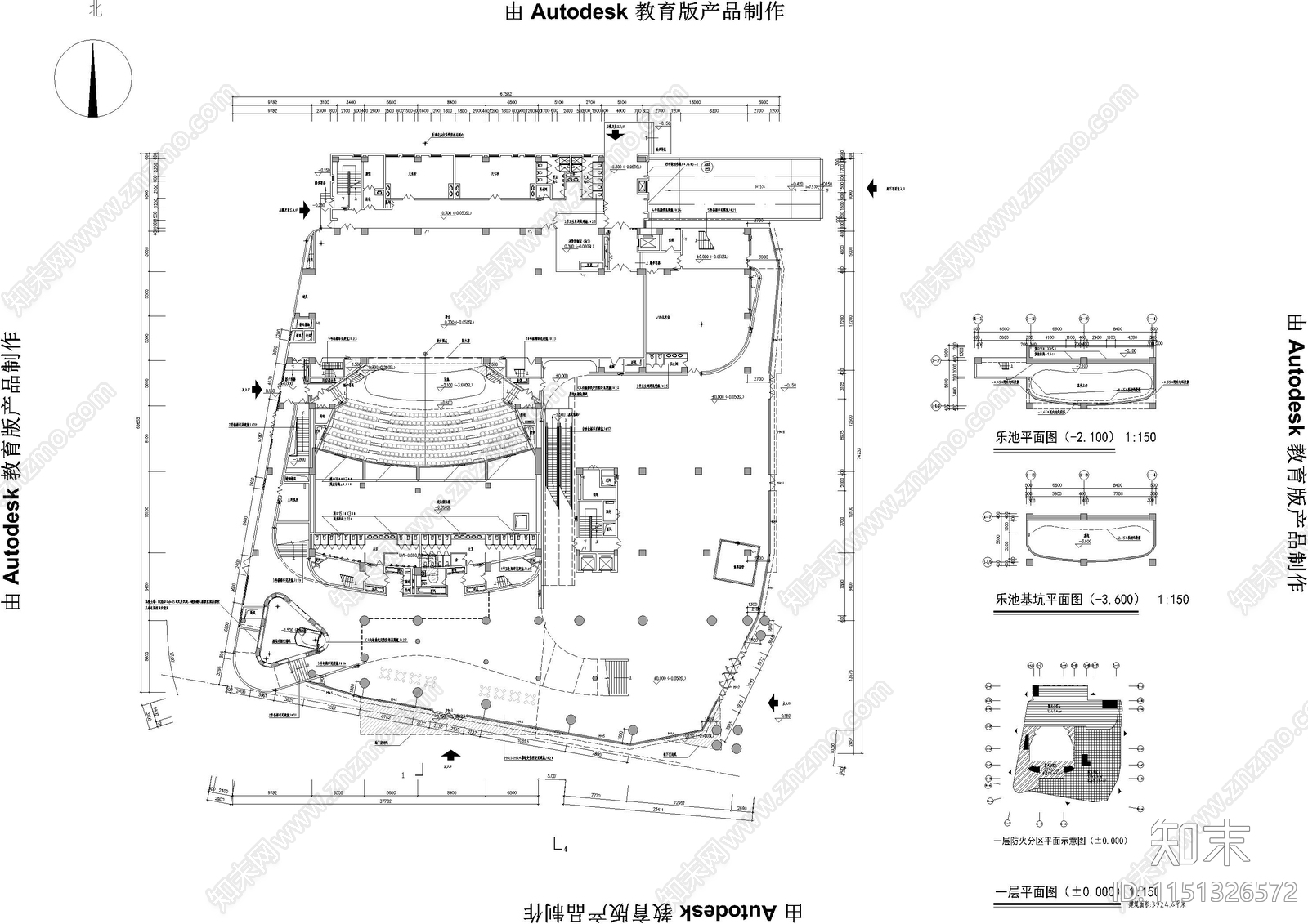 艺术剧院建筑cad施工图下载【ID:1151326572】