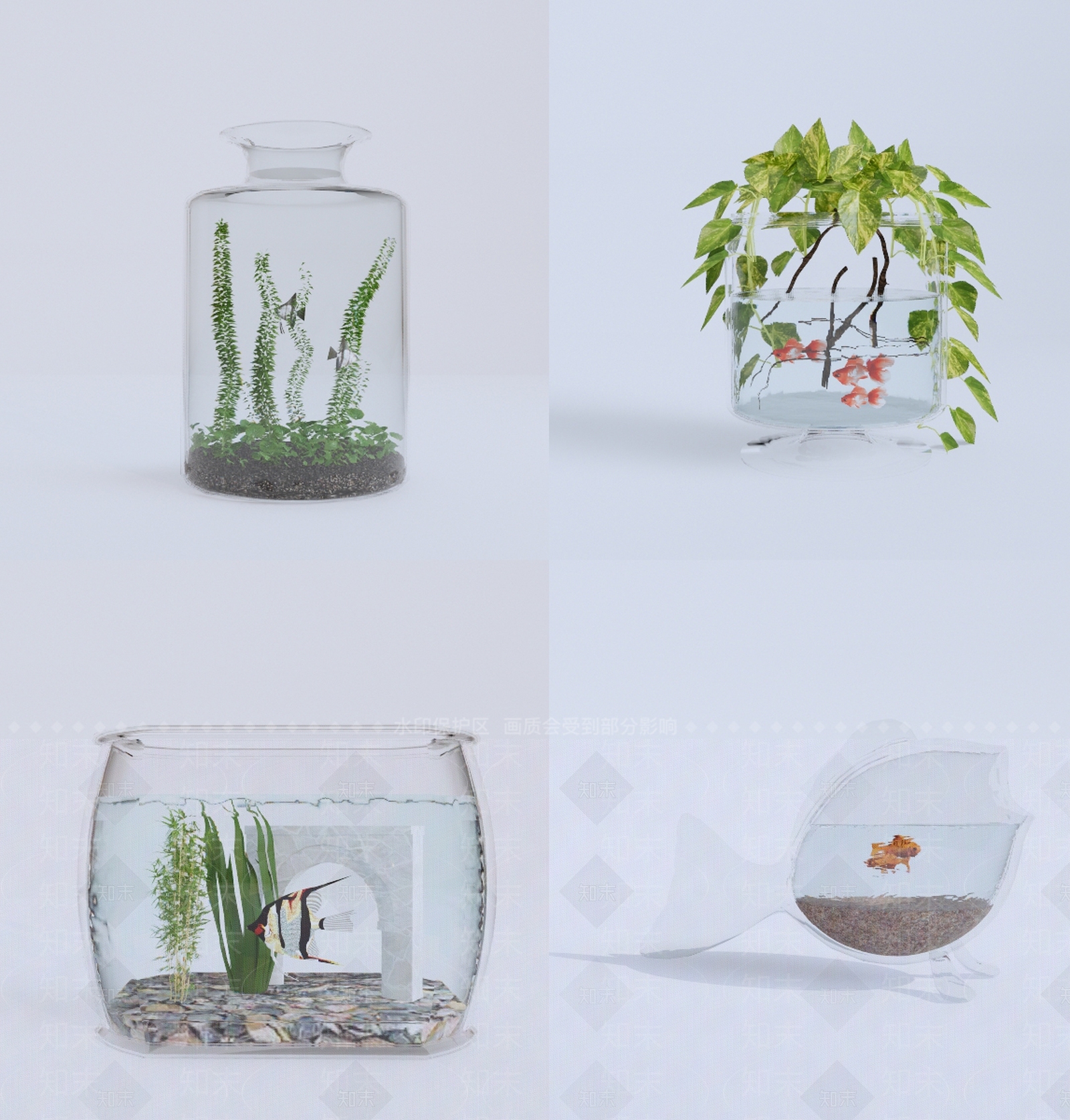 现代花瓶鱼缸SU模型下载【ID:1151326714】