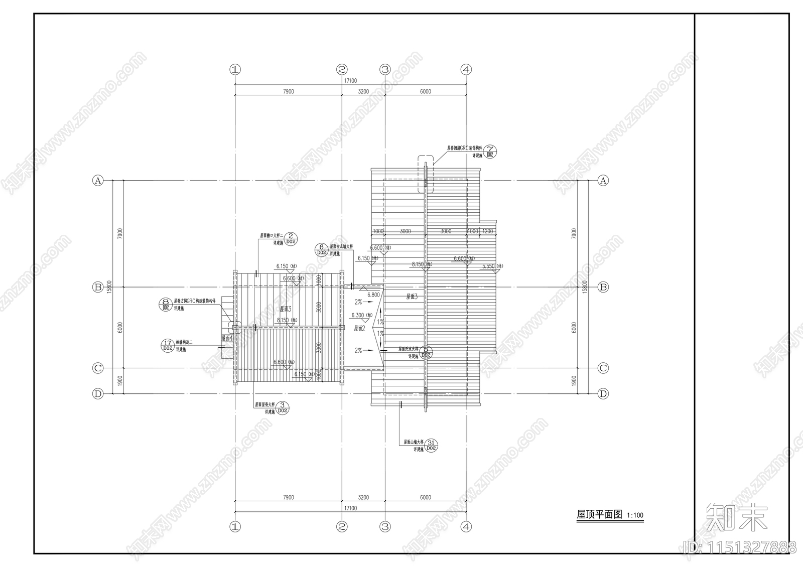 民宿建筑cad施工图下载【ID:1151327888】