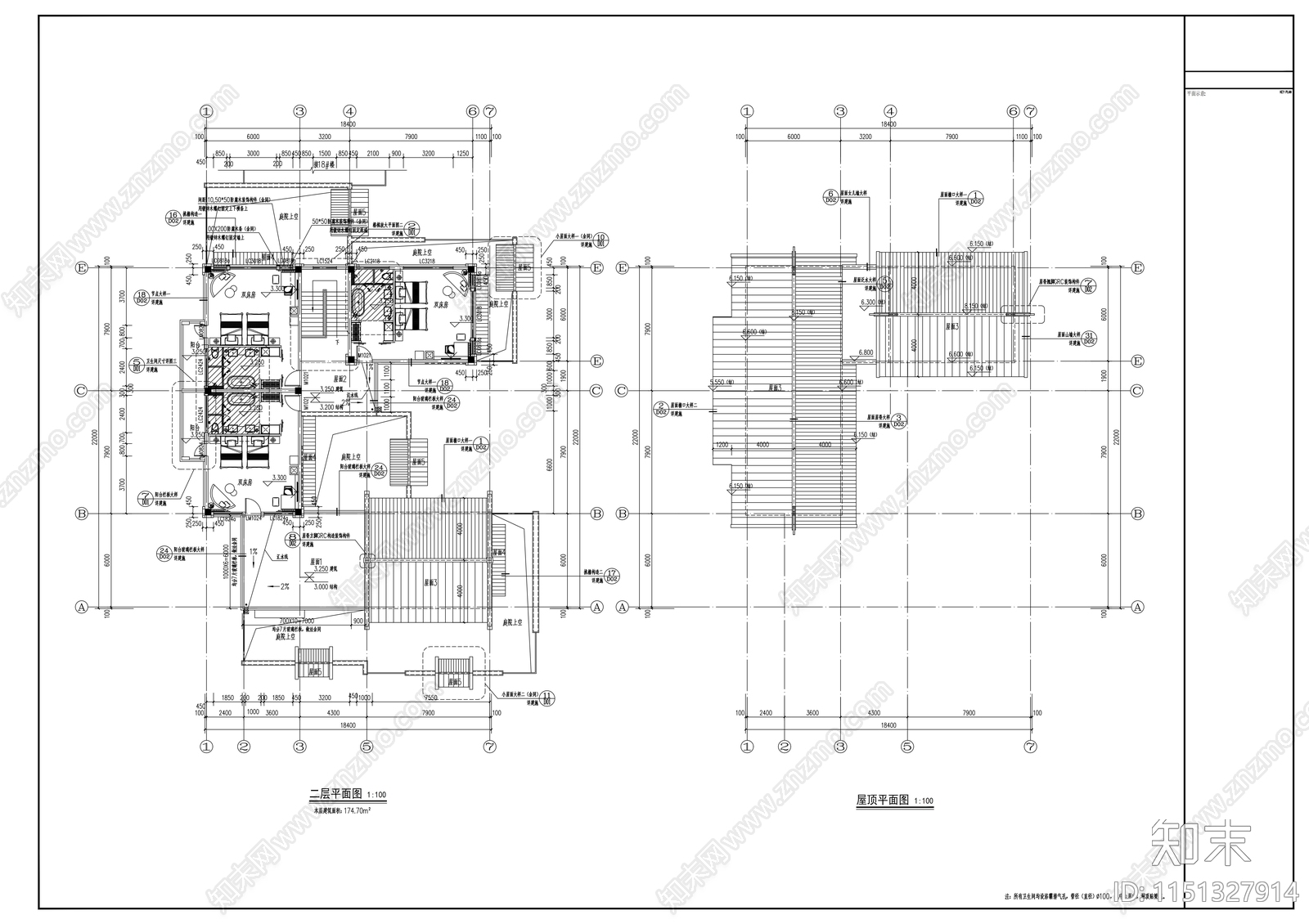 乡村民宿建筑cad施工图下载【ID:1151327914】