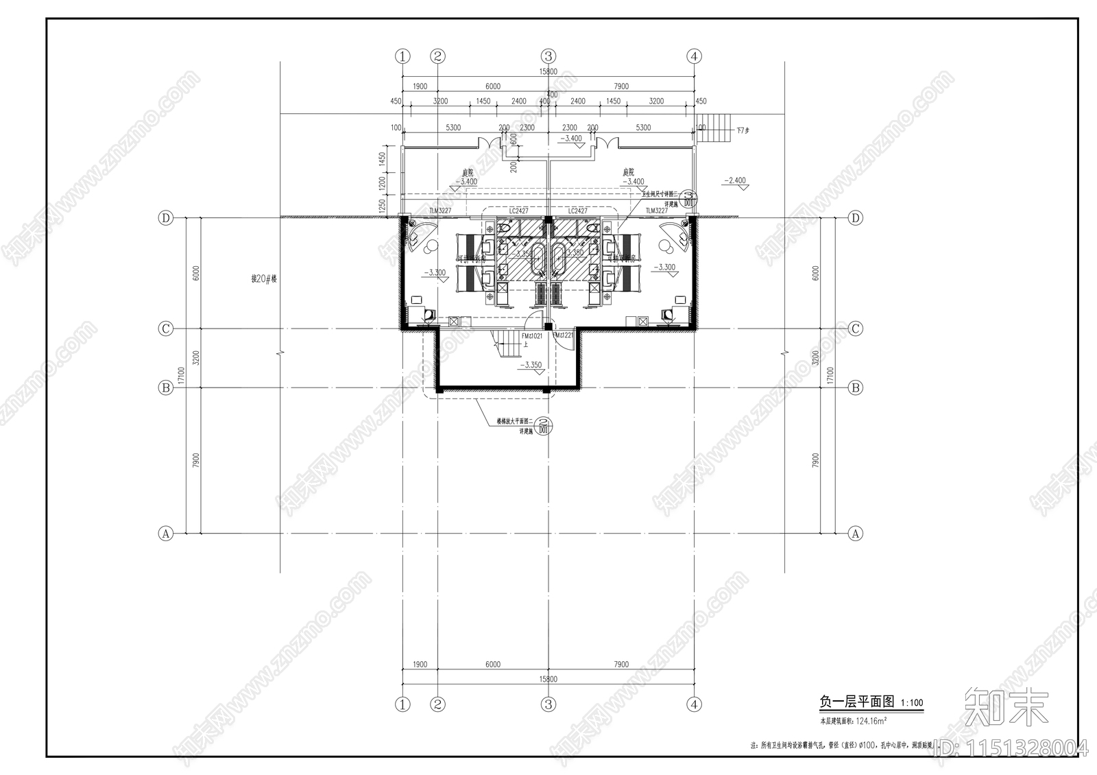 乡村中式民宿cad施工图下载【ID:1151328004】