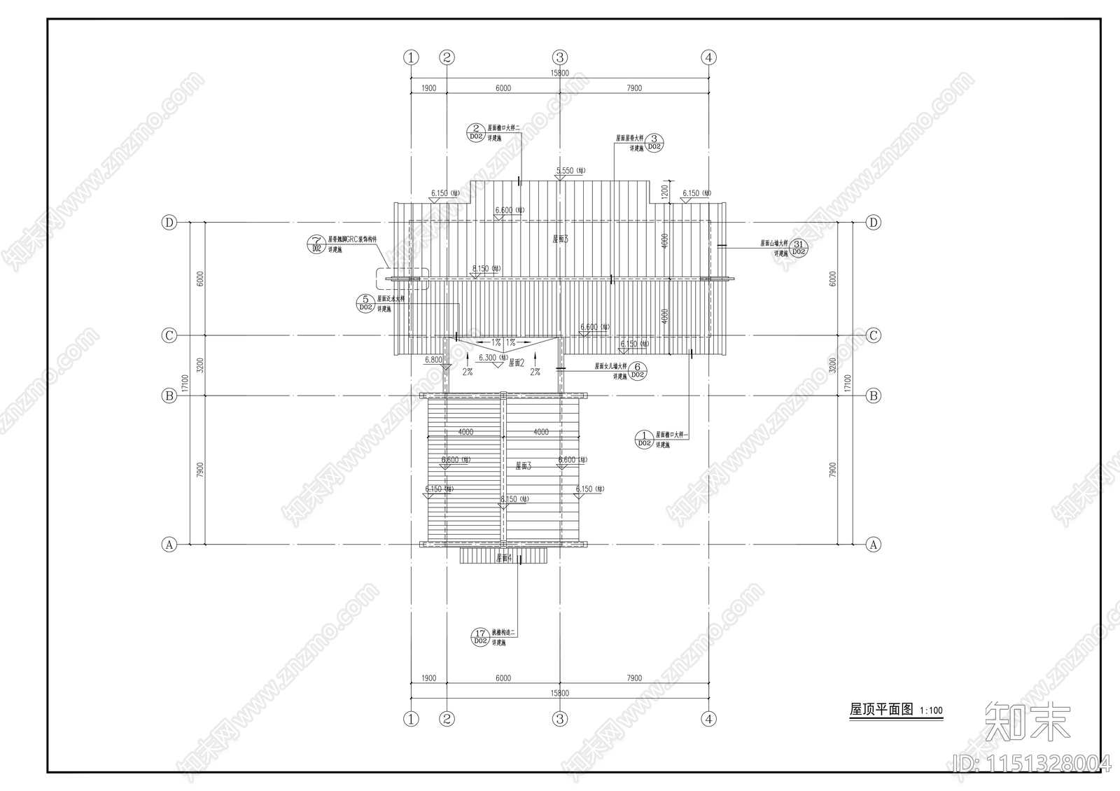 乡村中式民宿cad施工图下载【ID:1151328004】