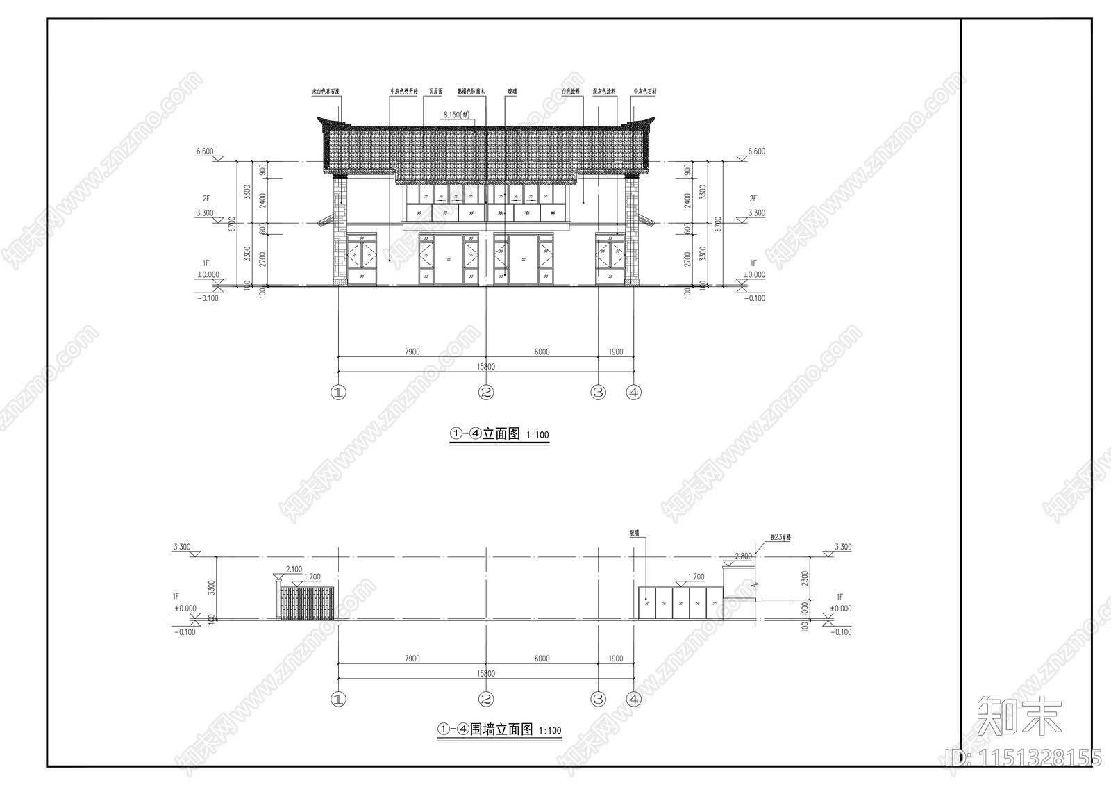 小户型民宿建筑cad施工图下载【ID:1151328155】