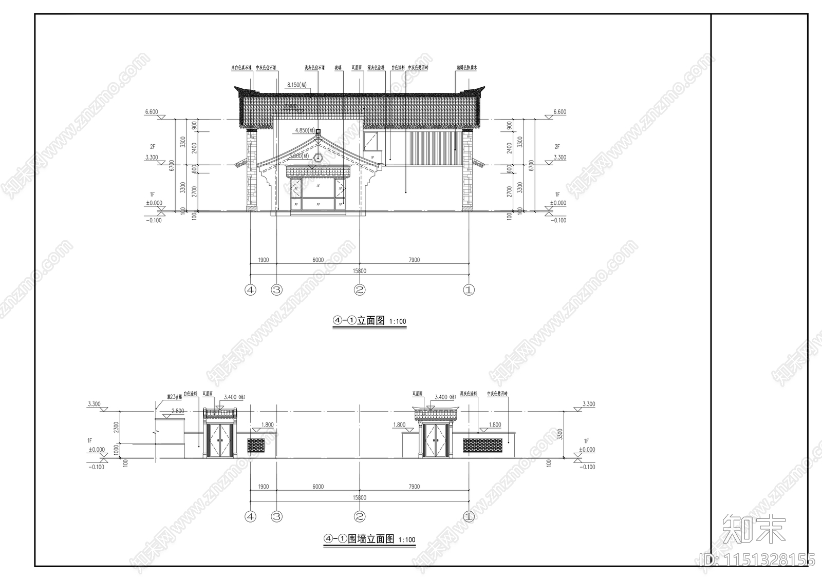 小户型民宿建筑cad施工图下载【ID:1151328155】