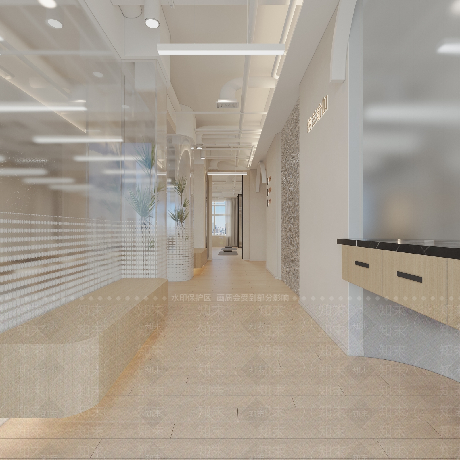 现代瑜伽馆走廊3D模型下载【ID:1151329362】