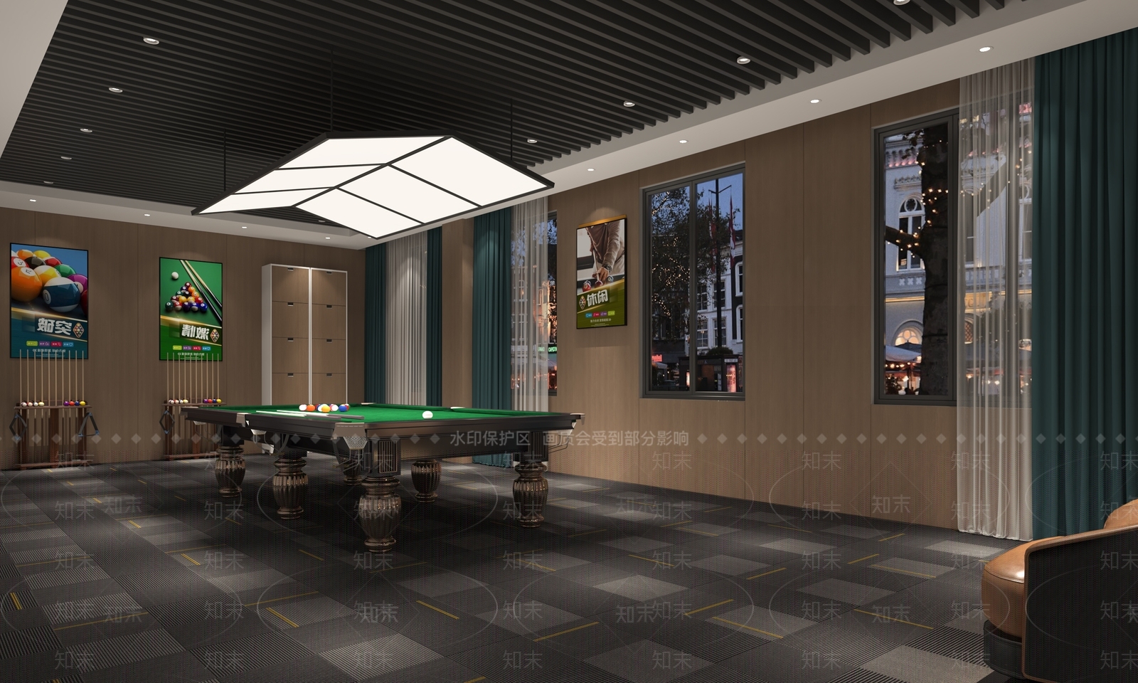 现代台球室3D模型下载【ID:1151329608】