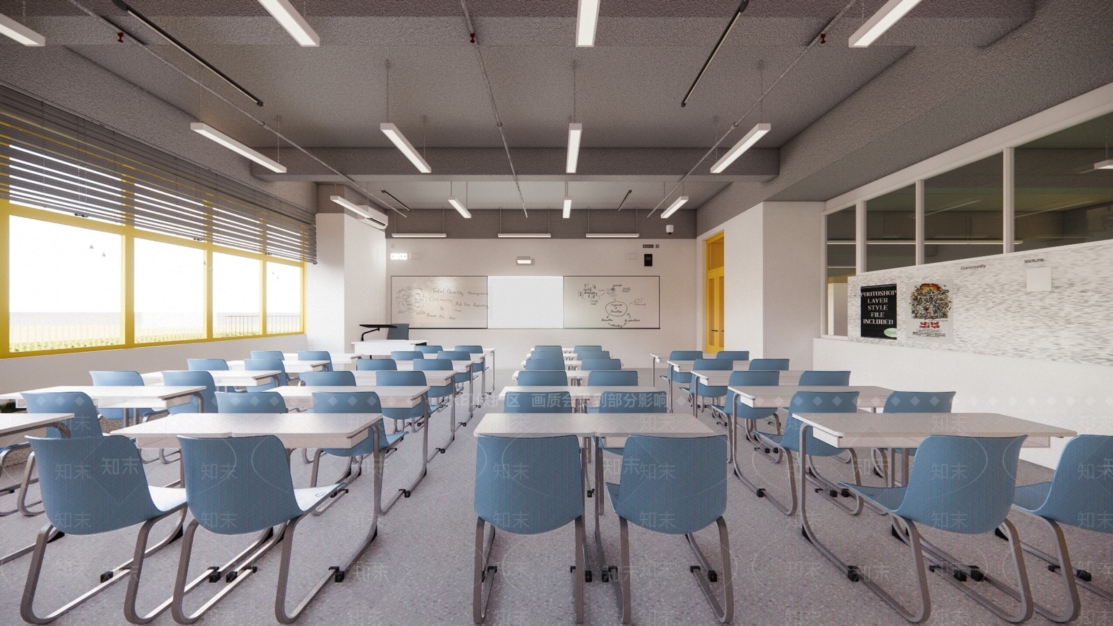 现代普通教室SU模型下载【ID:1151498494】