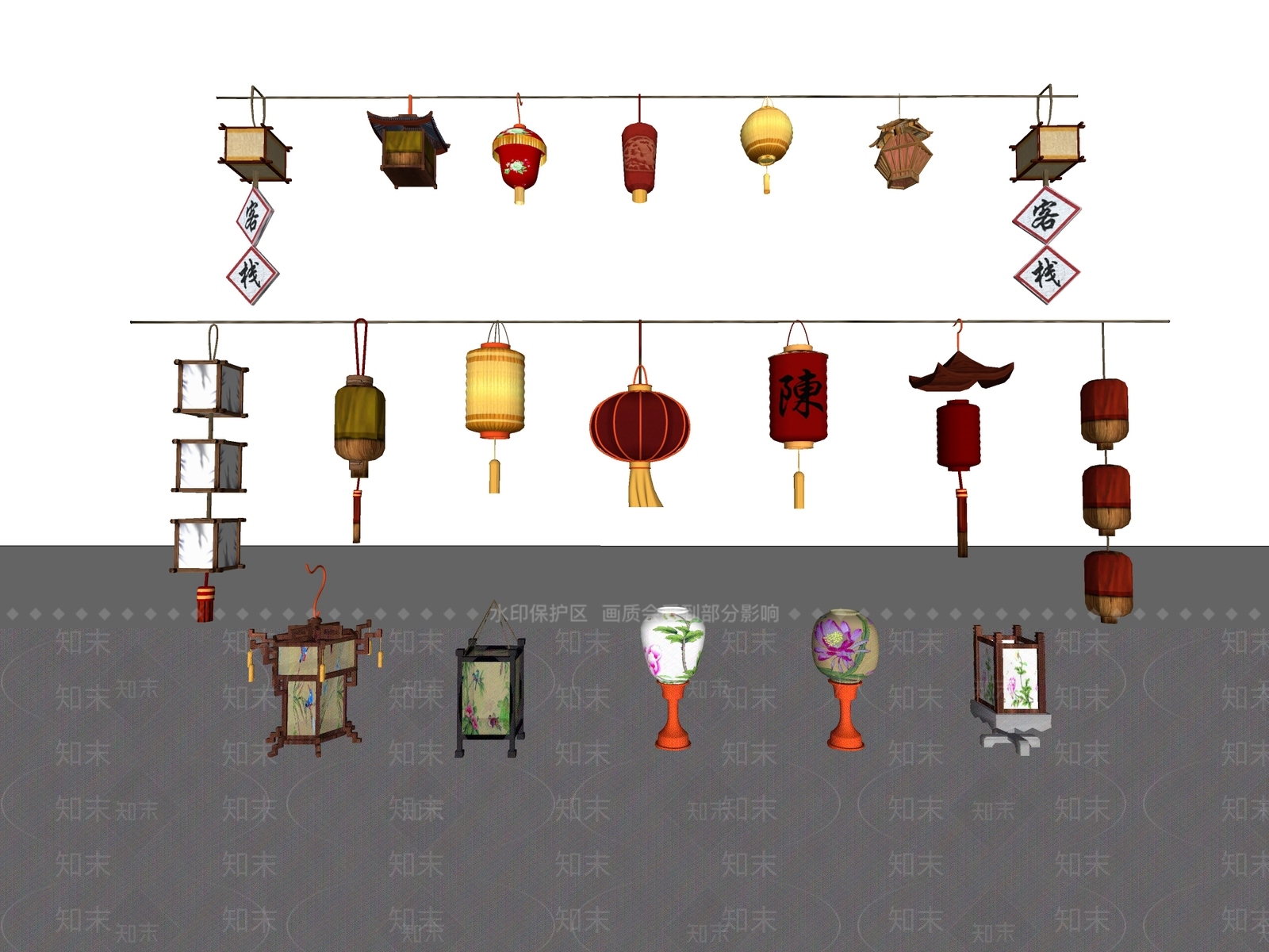 中式灯笼SU模型下载【ID:1151330842】