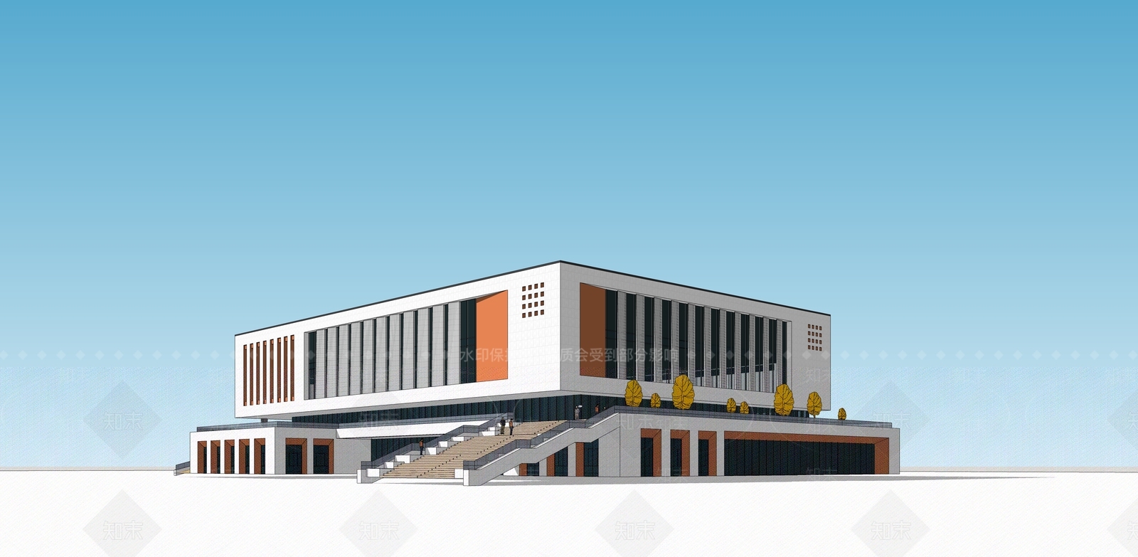 现代学校食堂SU模型下载【ID:1151334228】