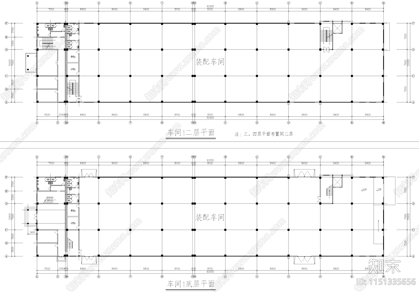 装配检验车间厂房工业建筑cad施工图下载【ID:1151335656】
