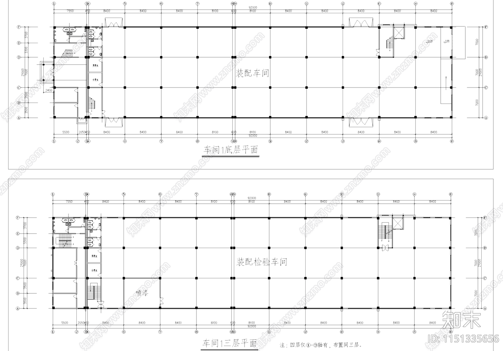装配检验车间厂房工业建筑cad施工图下载【ID:1151335656】