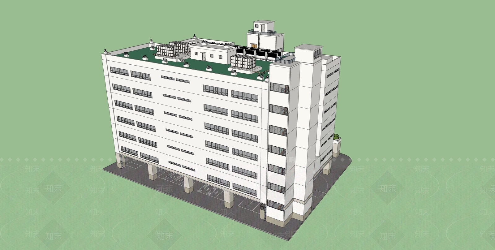 现代医院大楼SU模型下载【ID:1151336103】