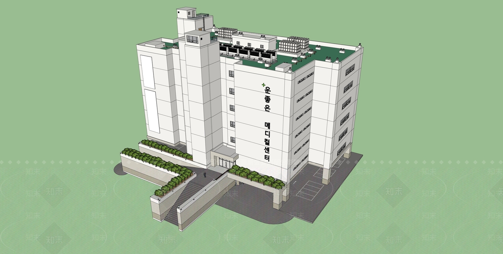 现代医院大楼SU模型下载【ID:1151336103】