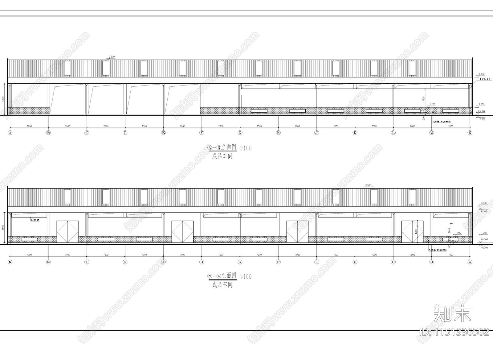 成品饲料厂房车间建筑cad施工图下载【ID:1151336562】