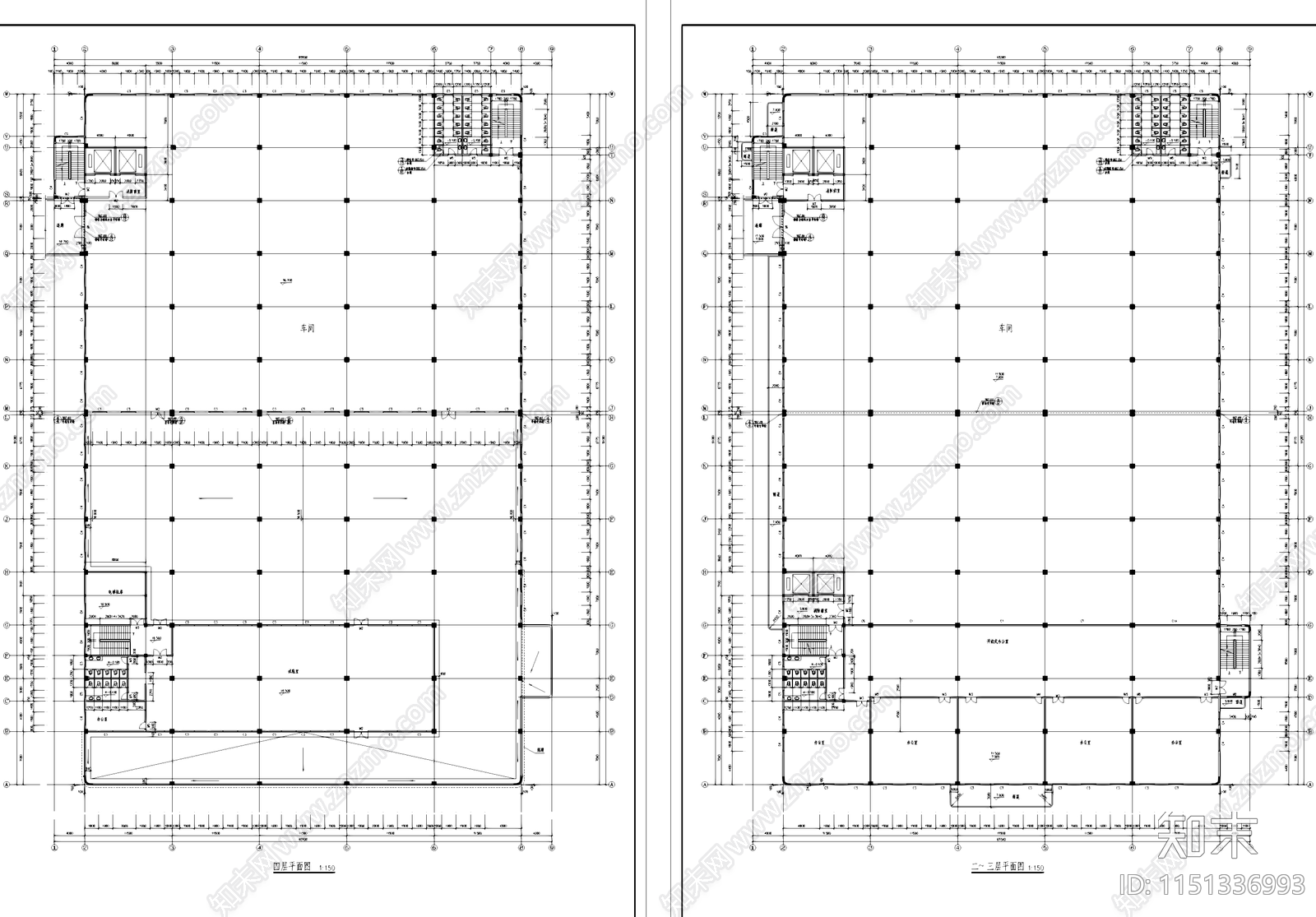 亚伦车间试验办公工业厂房建筑cad施工图下载【ID:1151336993】