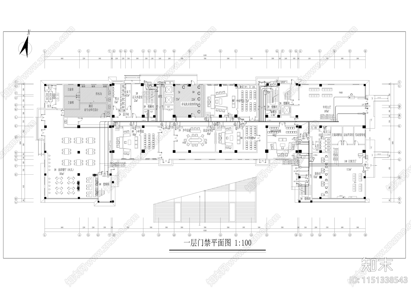 办公室门禁室内cad施工图下载【ID:1151338543】