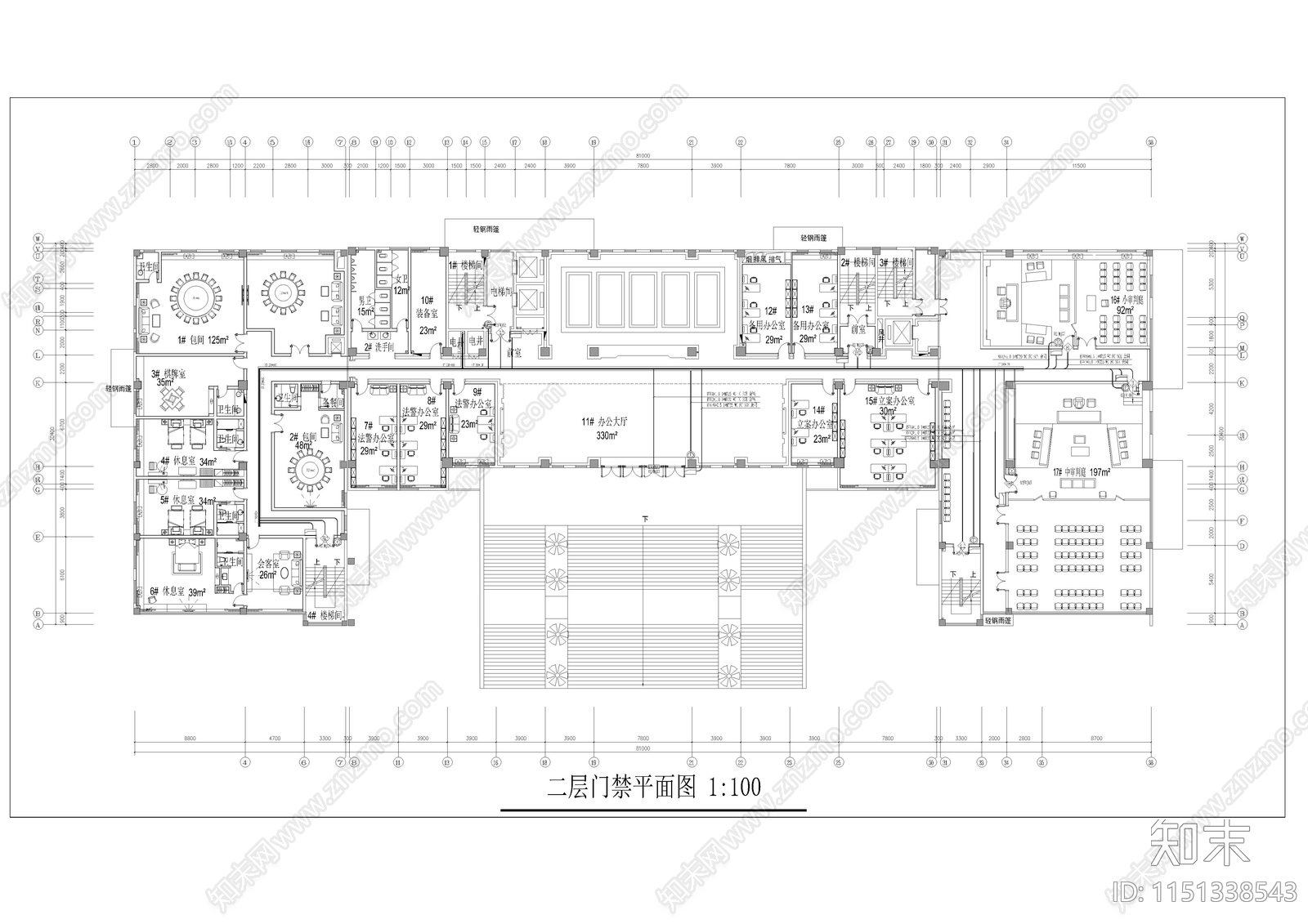 办公室门禁室内cad施工图下载【ID:1151338543】
