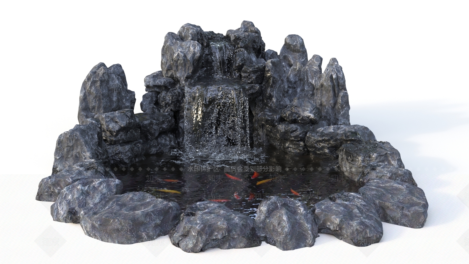 新中式假山水景3D模型下载【ID:1151338835】