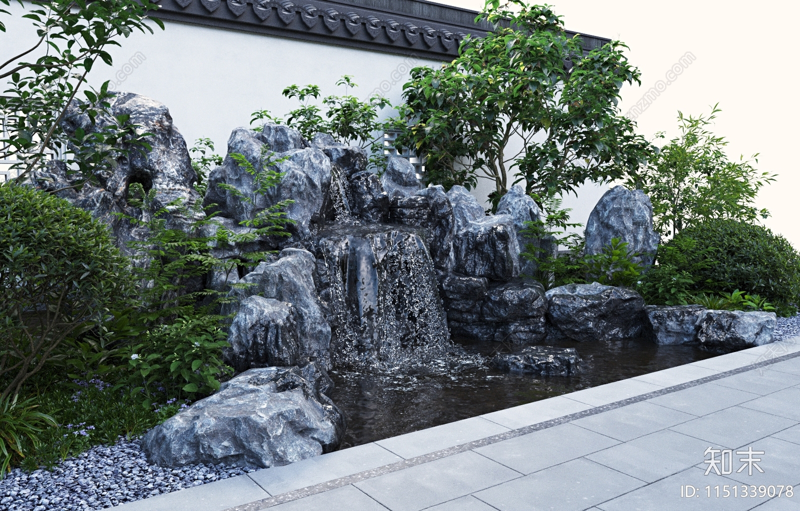 新中式假山水景3D模型下载【ID:1151339078】