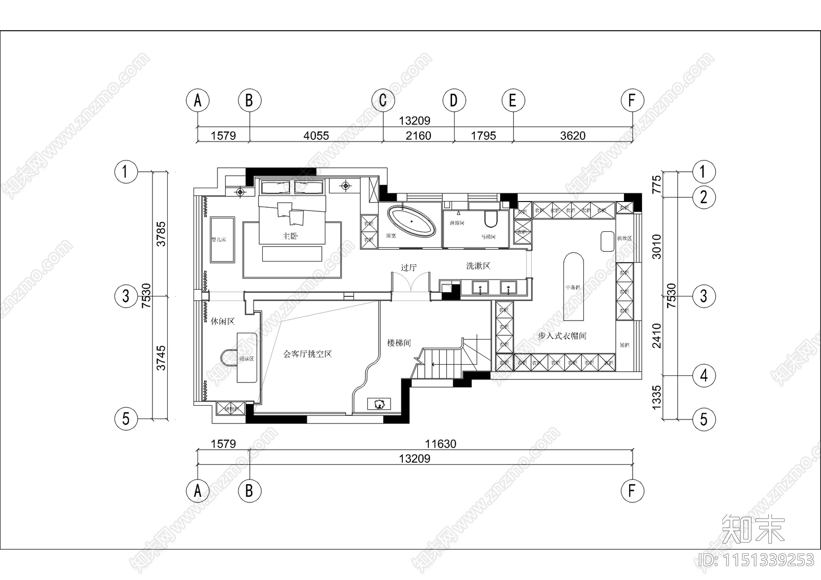 现代轻奢别墅建筑cad施工图下载【ID:1151339253】