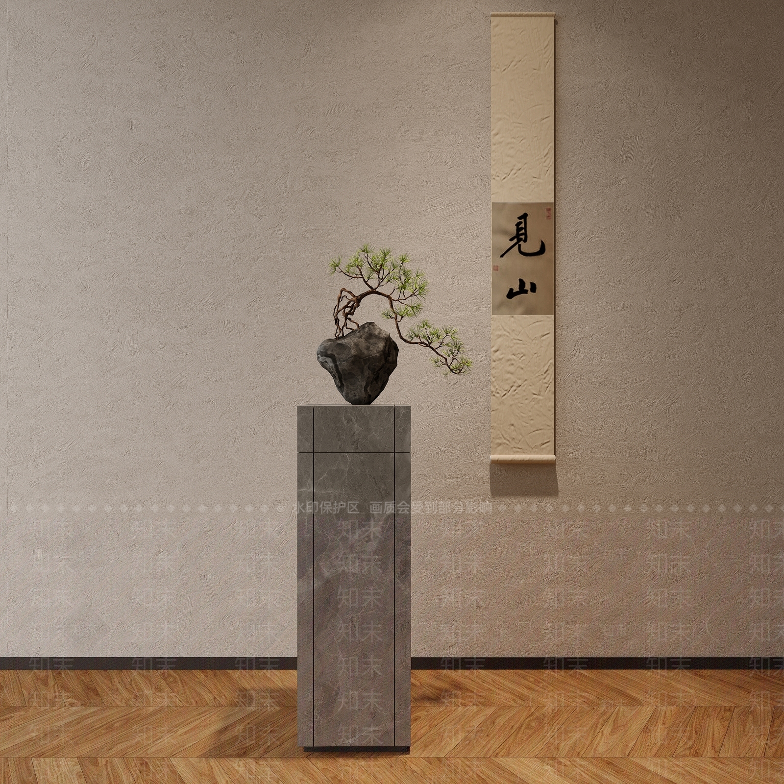新中式禅意盆景3D模型下载【ID:1151340270】