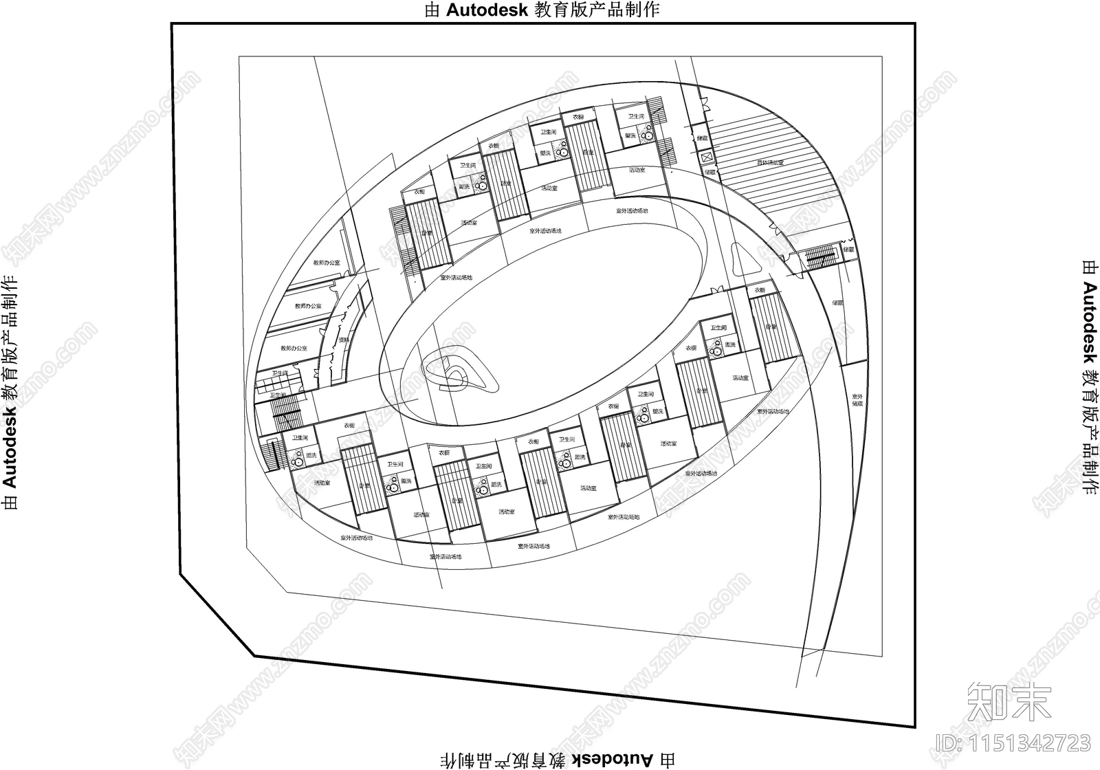 幼儿园建筑cad施工图下载【ID:1151342723】