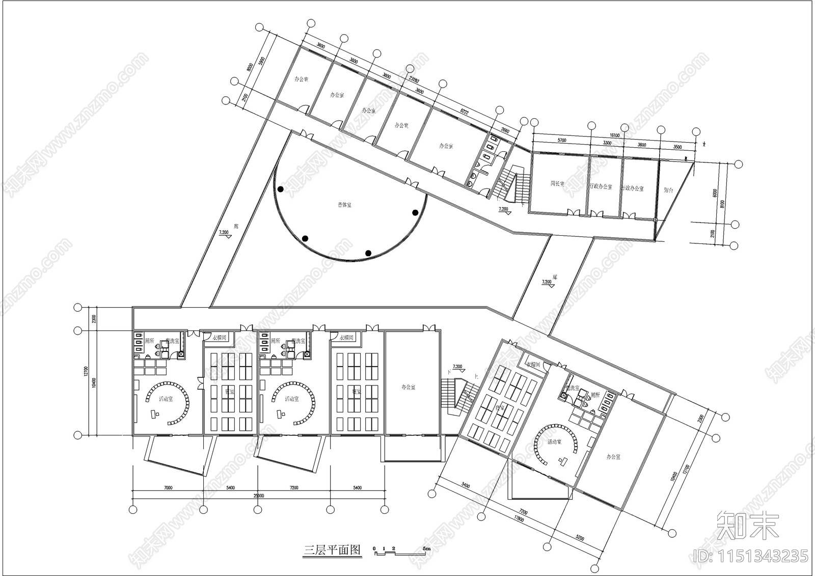 幼儿园区建筑cad施工图下载【ID:1151343235】