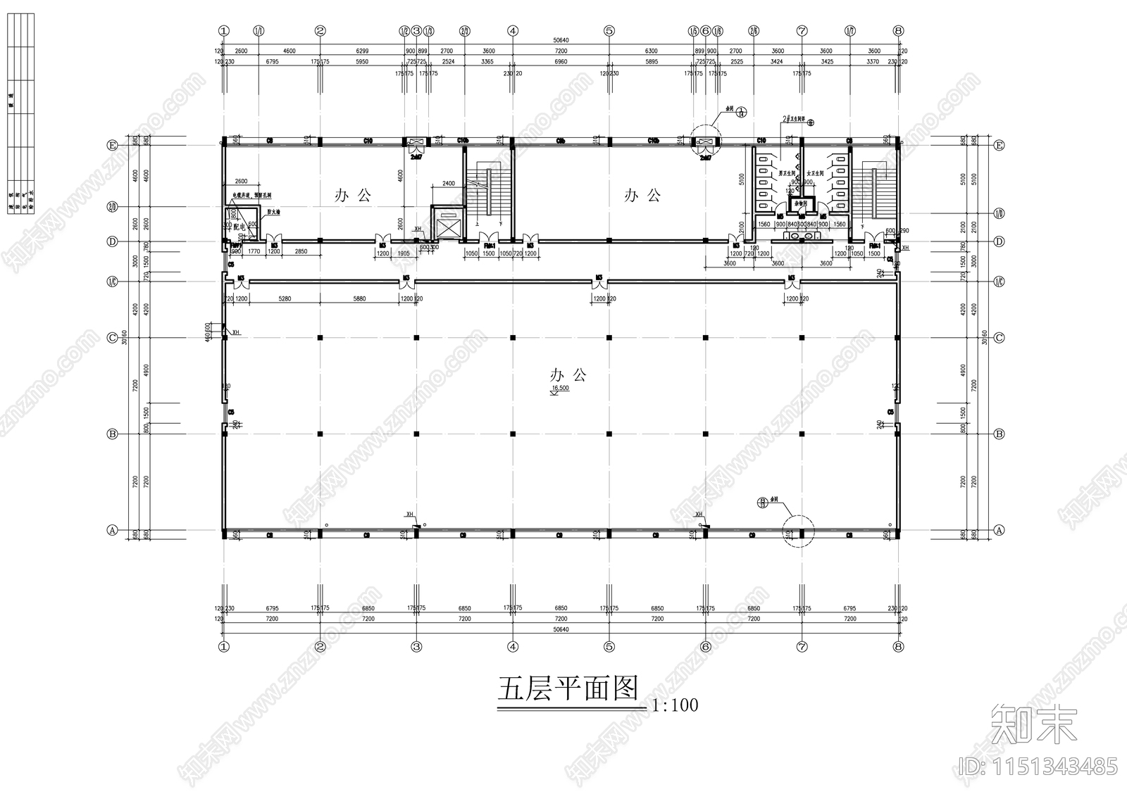 电子办公综合楼建筑结构cad施工图下载【ID:1151343485】