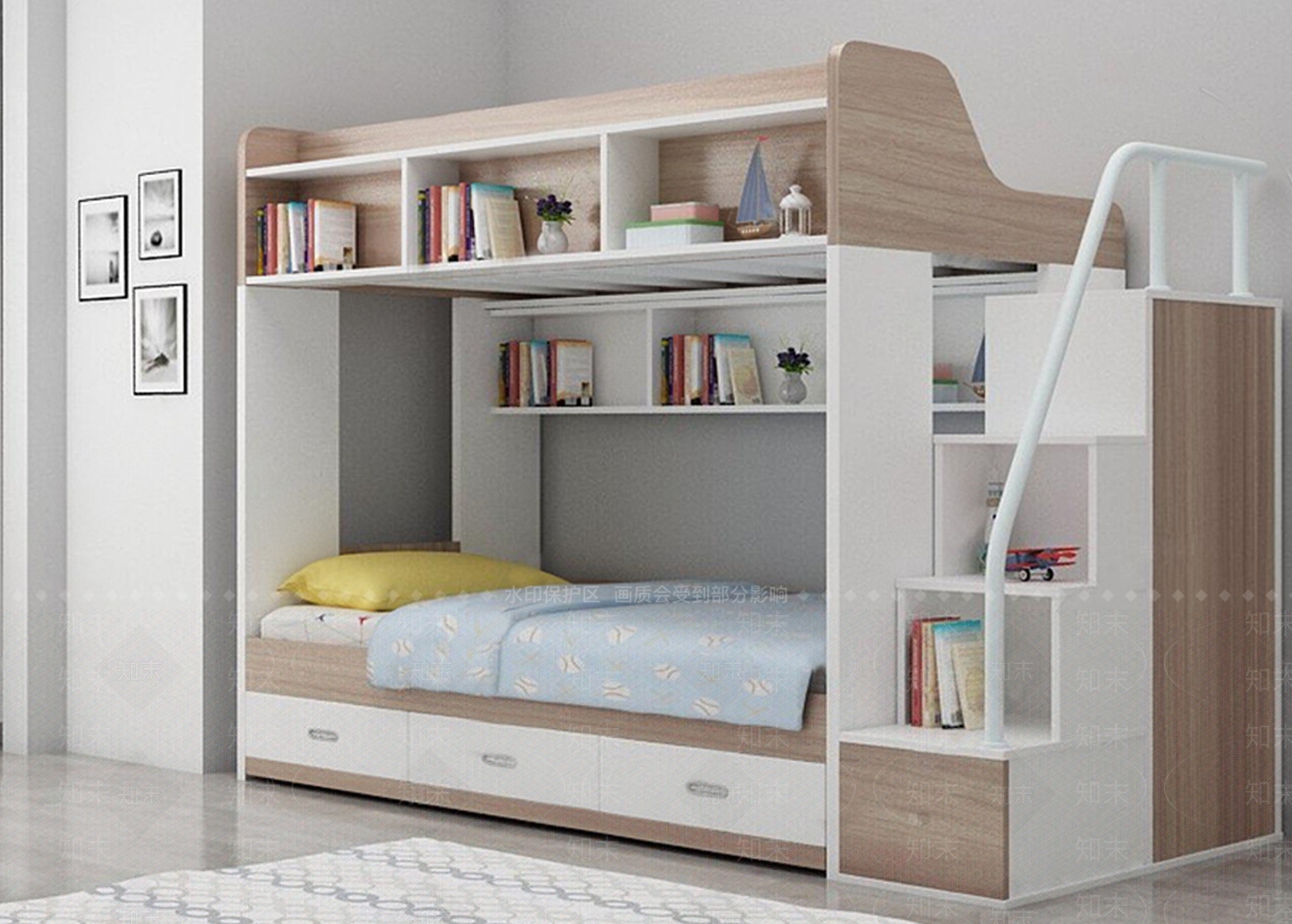 现代儿童高低床SU模型下载【ID:1151346194】